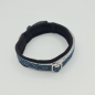 Preview: Halsband schwarz-blau-grau mit edler Bordüre verstellbar & gepolstert